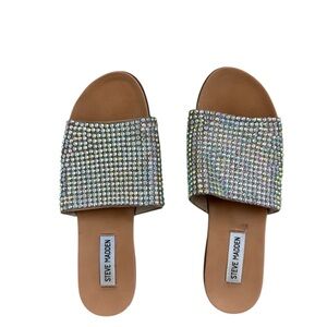 Steve Madden Women's Rhinestone Slide Sandals - Silver